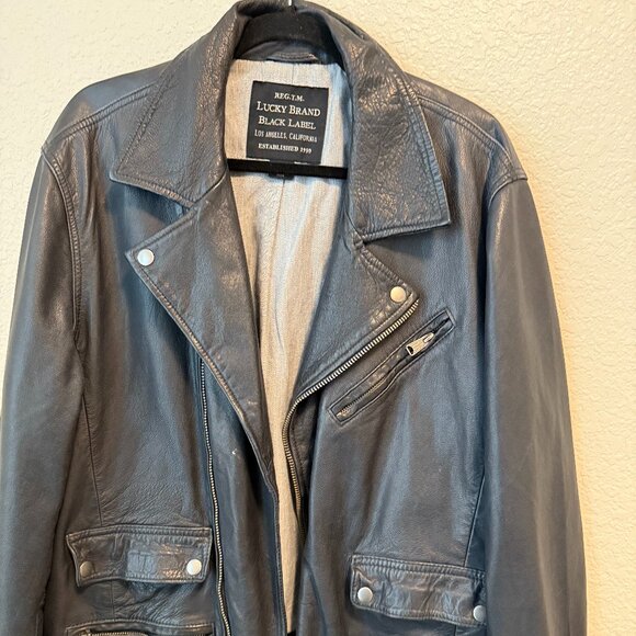 Black Motorcycle Leather JacketL
